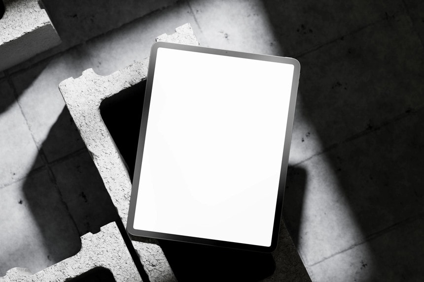 iPad Pro On Brick Mockup Blank Screen
