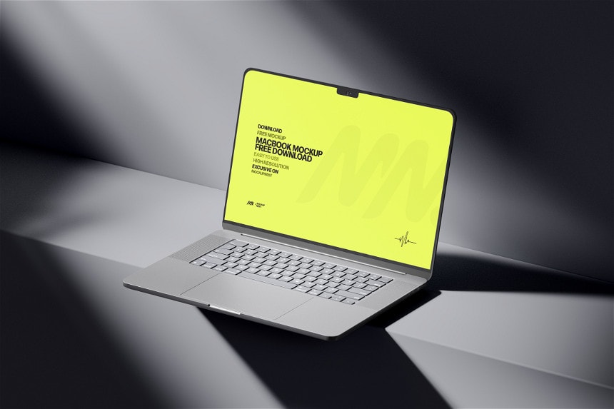 Macbook Pro Mockup In Dark Environment