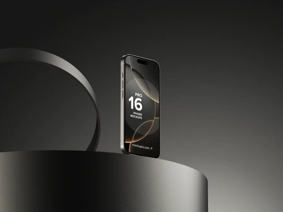 Free iPhone 16 Mockup in Left View