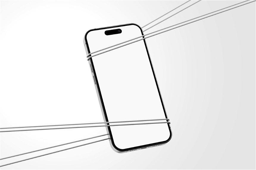 Free Floating iPhone 15 Pro Mockup With Rope