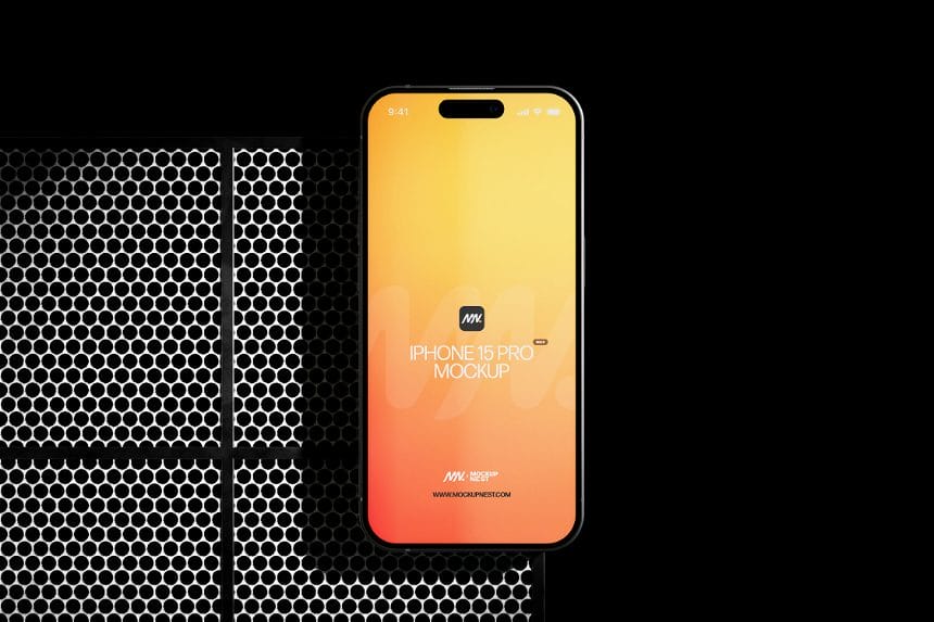 Free Iphone 15 Pro Max Mockup on Metal Box