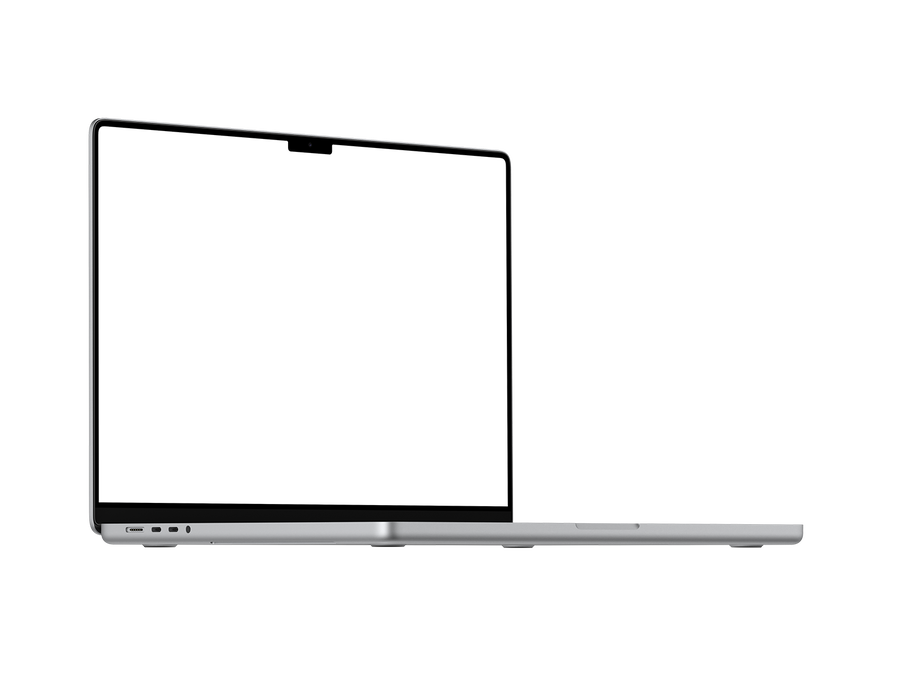 Silver Laptop PNG in Left View
