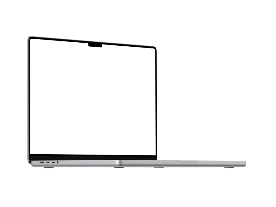 Silver Laptop PNG in Left View
