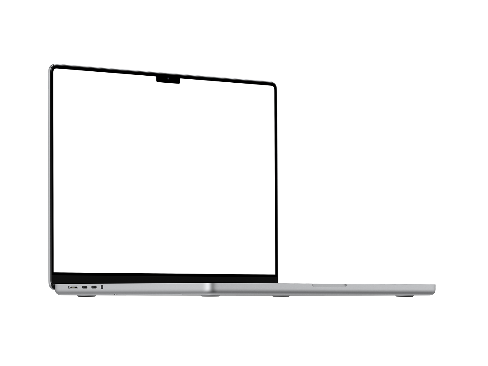 Silver Laptop PNG in Left View