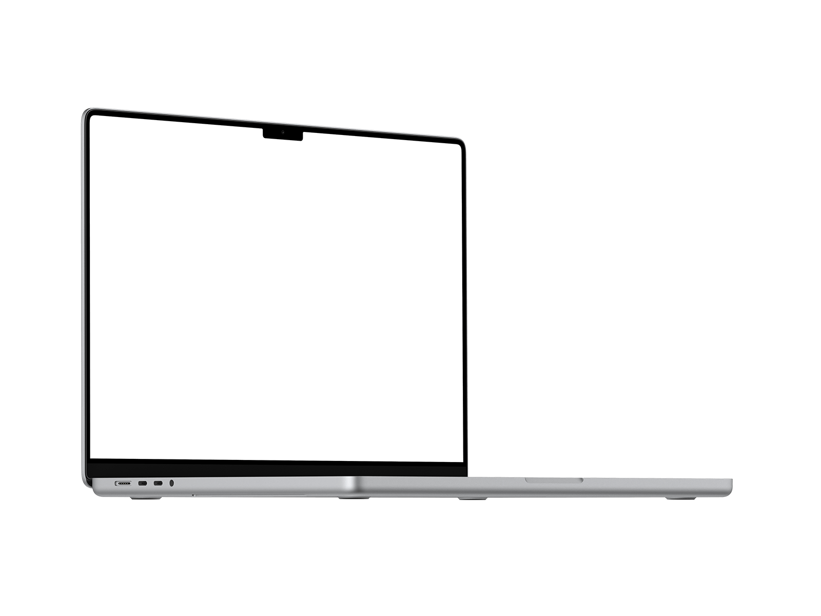 Silver Laptop PNG in Left View