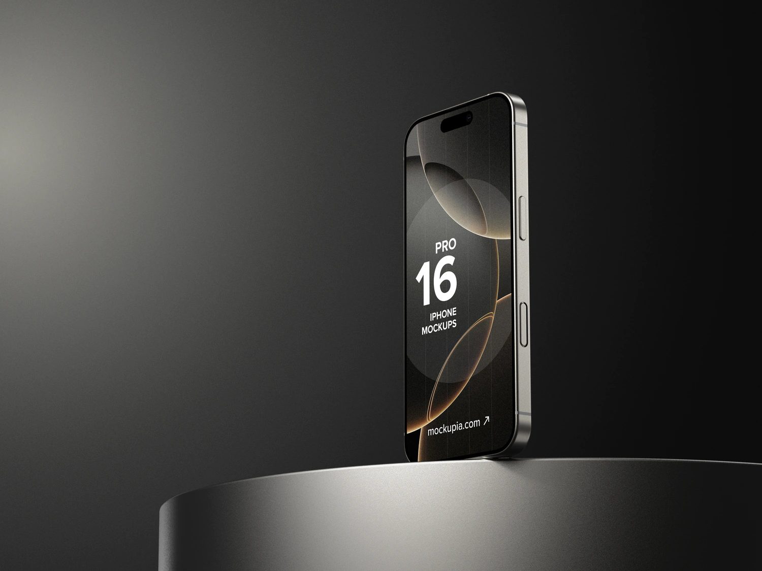 Free iPhone 16 Mockup in Dark Environment