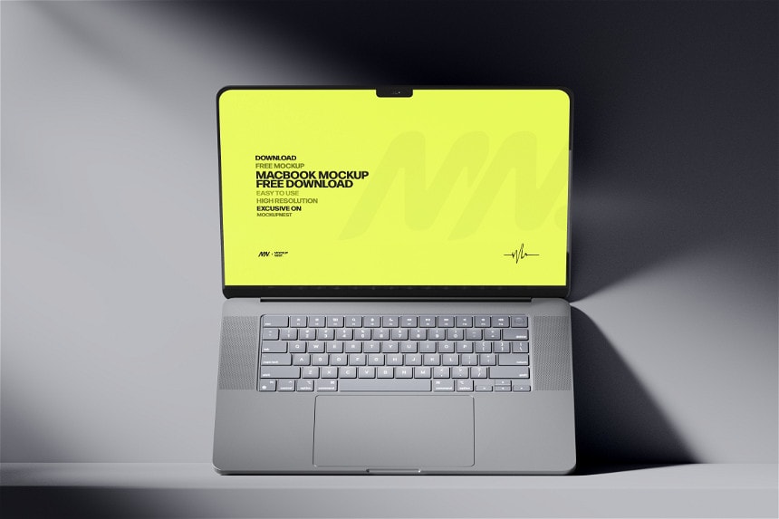 Macbook Pro Mockup In Dark Environment