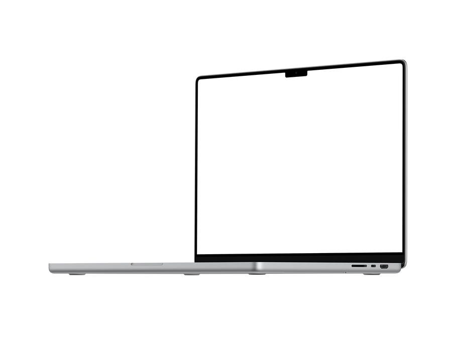 Silver Laptop PNG in Right View