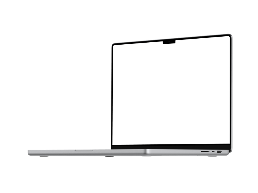 Silver Laptop PNG in Right View
