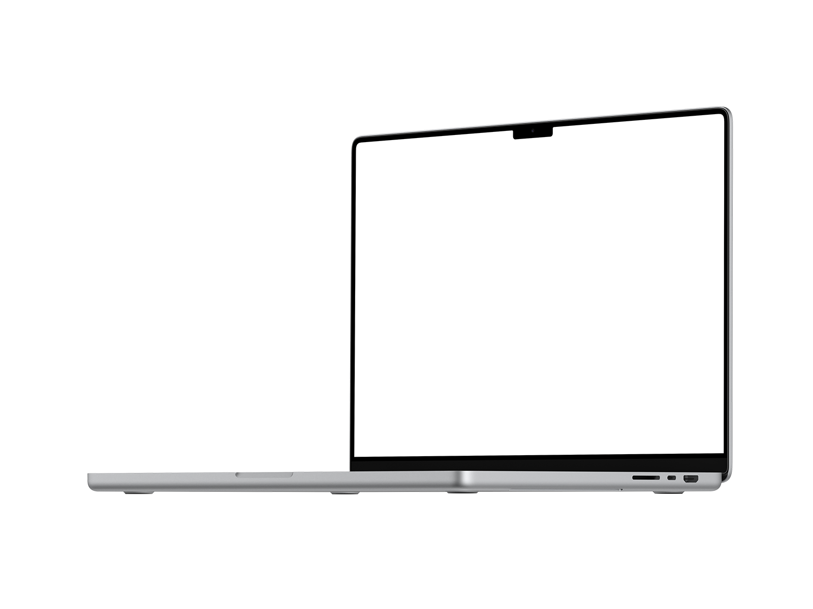 Silver Laptop PNG in Right View