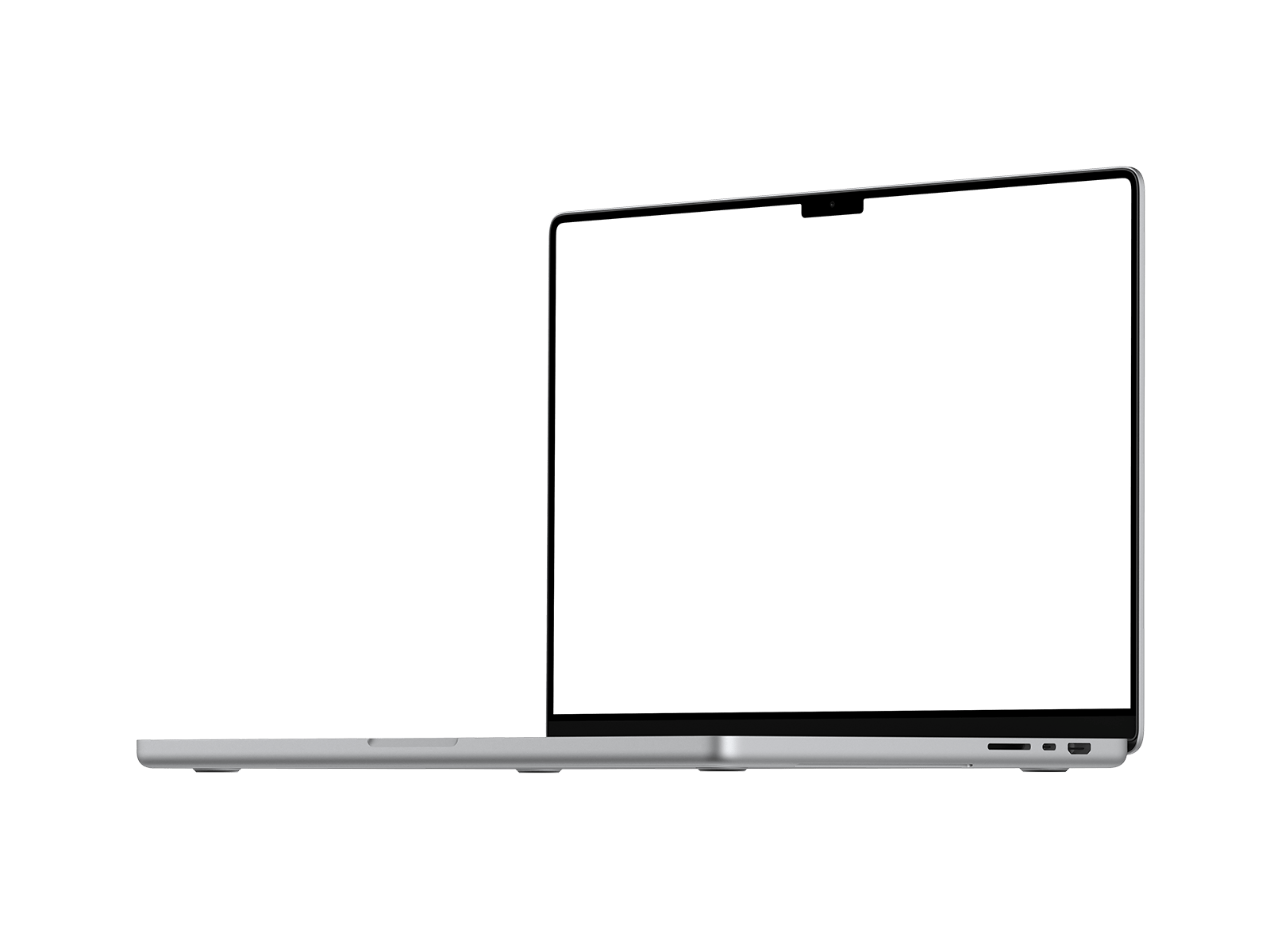 Silver Laptop PNG in Right View