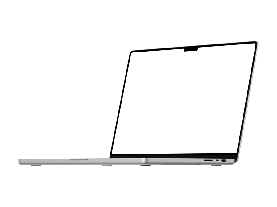 Laptop PNG in Silver in Left View