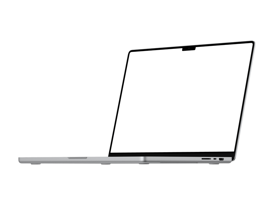 Laptop PNG in Silver in Left View