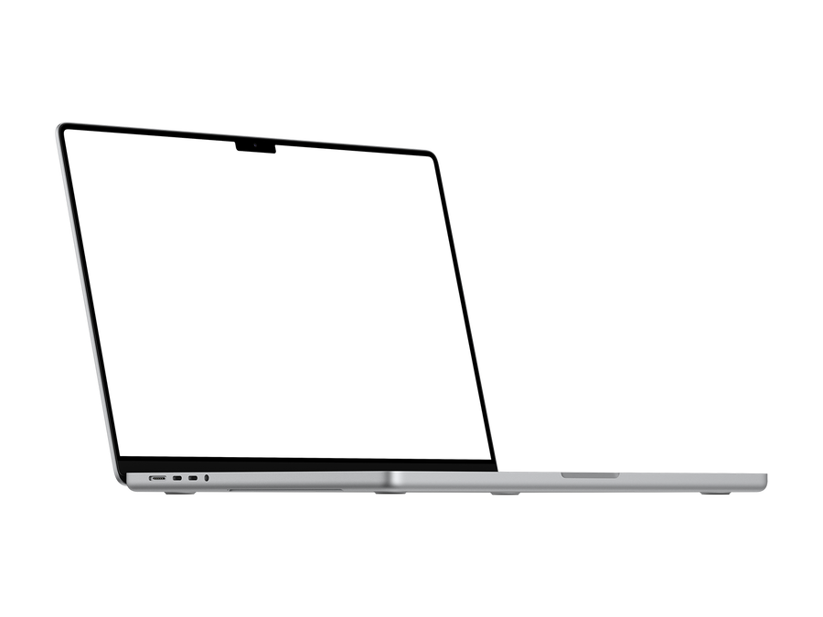 Left View Silver Laptop PNG
