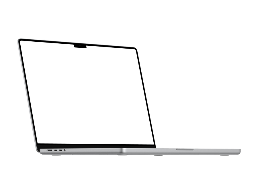 Left View Silver Laptop PNG