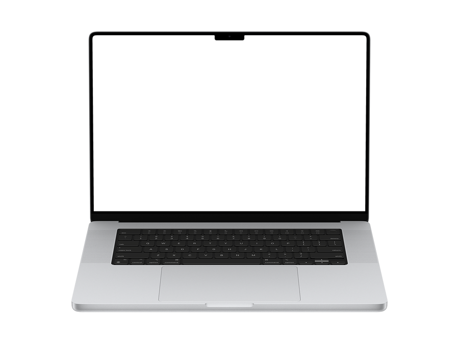 Front View Laptop Png in Silver