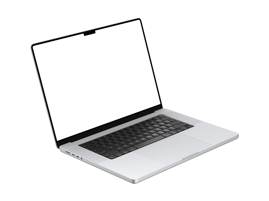 Silver Macbook Laptop in PNG