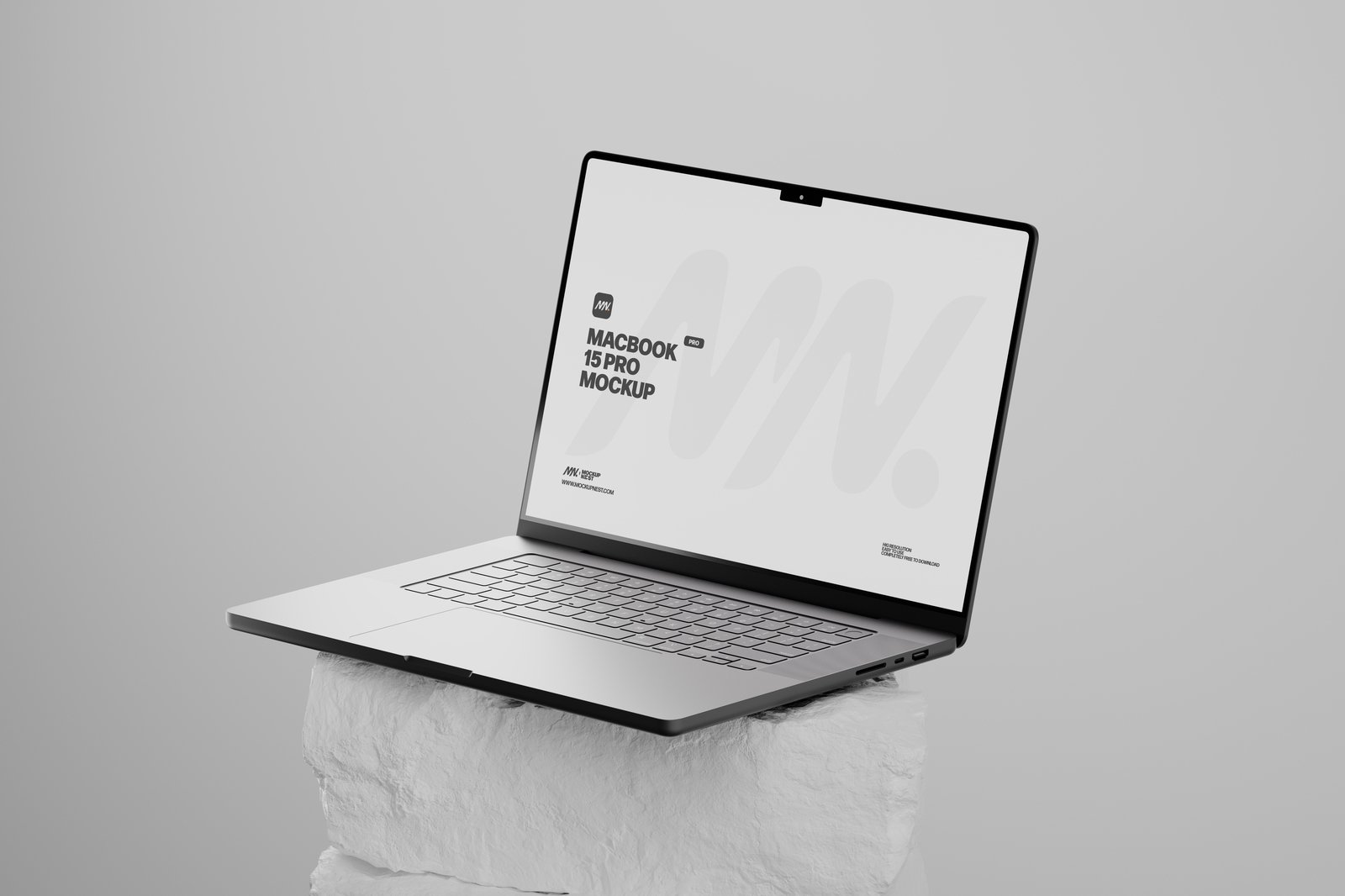 Macbook Pro On White Rock Mockup