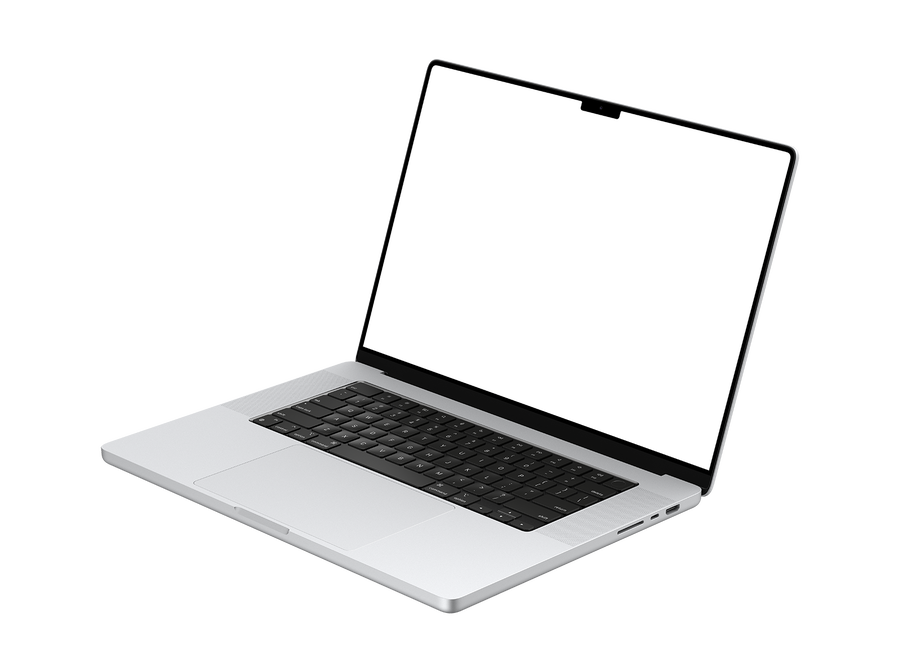 Silver Laptop PNG Left View