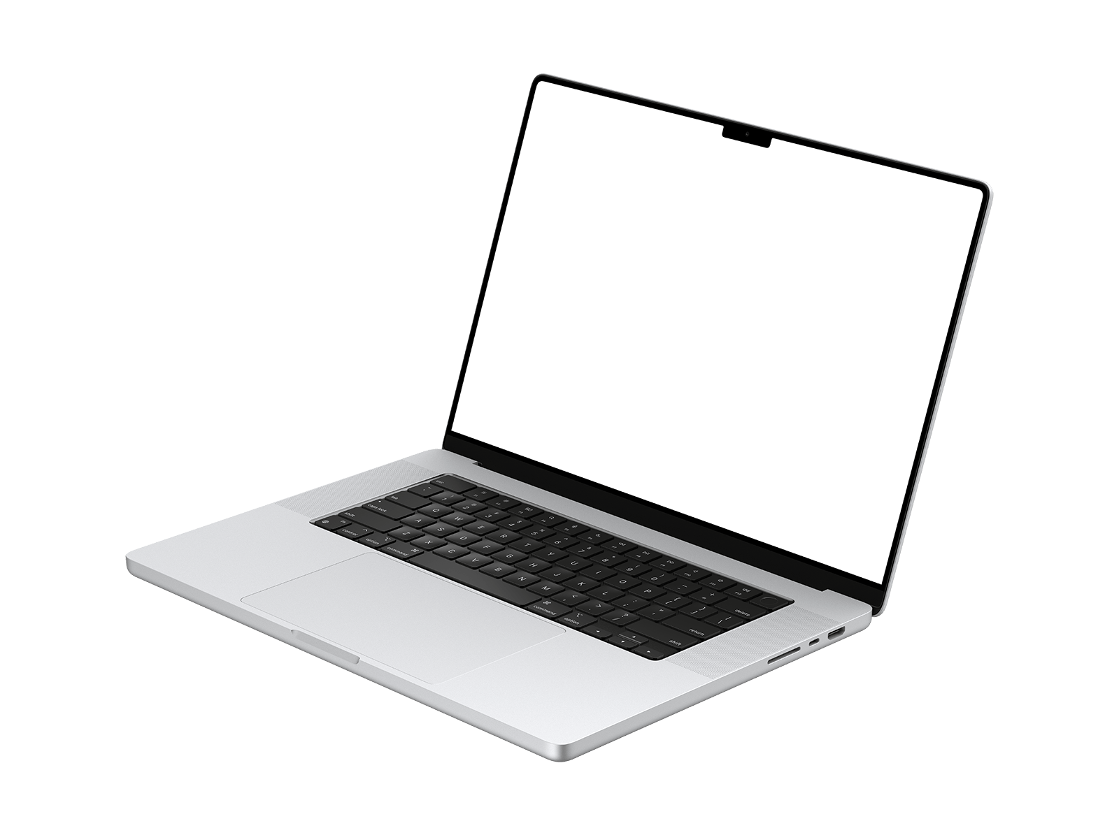 Silver Laptop PNG Left View