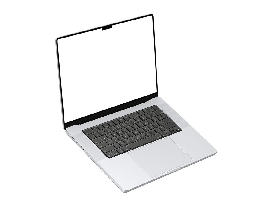 Floating Silver Laptop PNG in Left View
