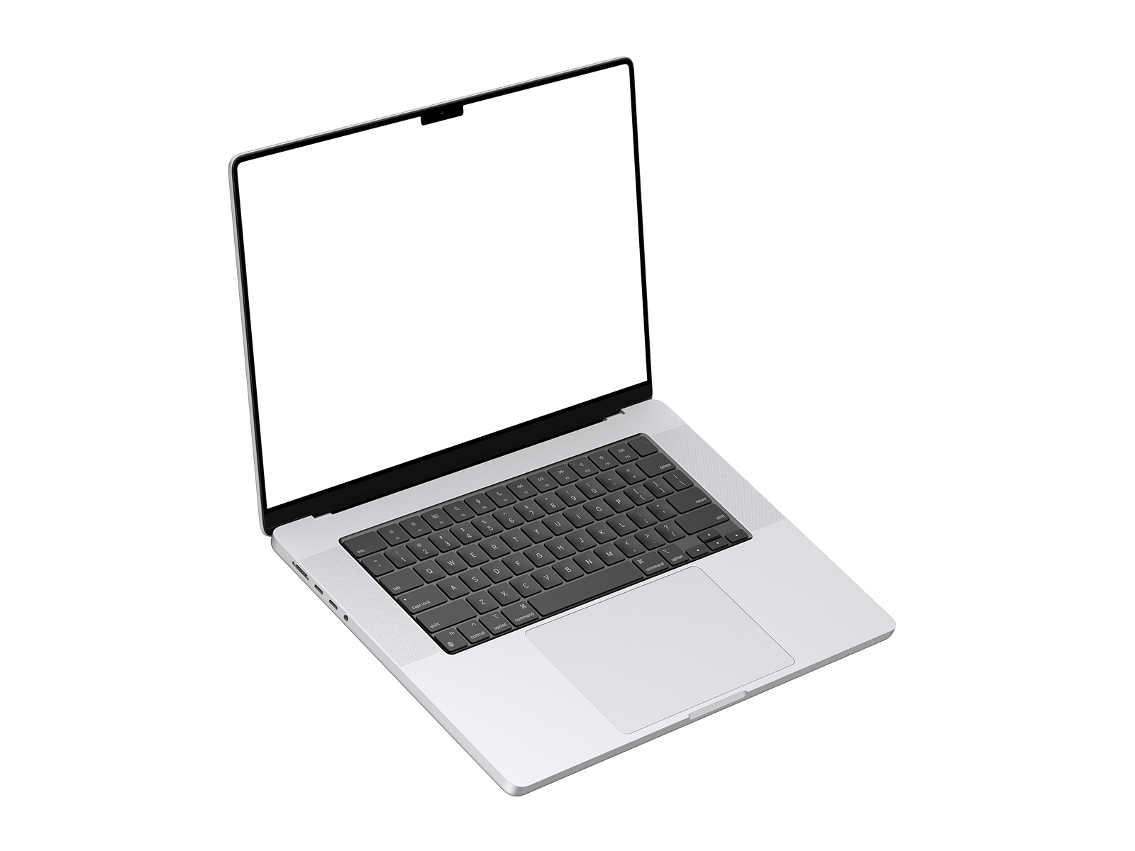 Floating Silver Laptop PNG in Left View