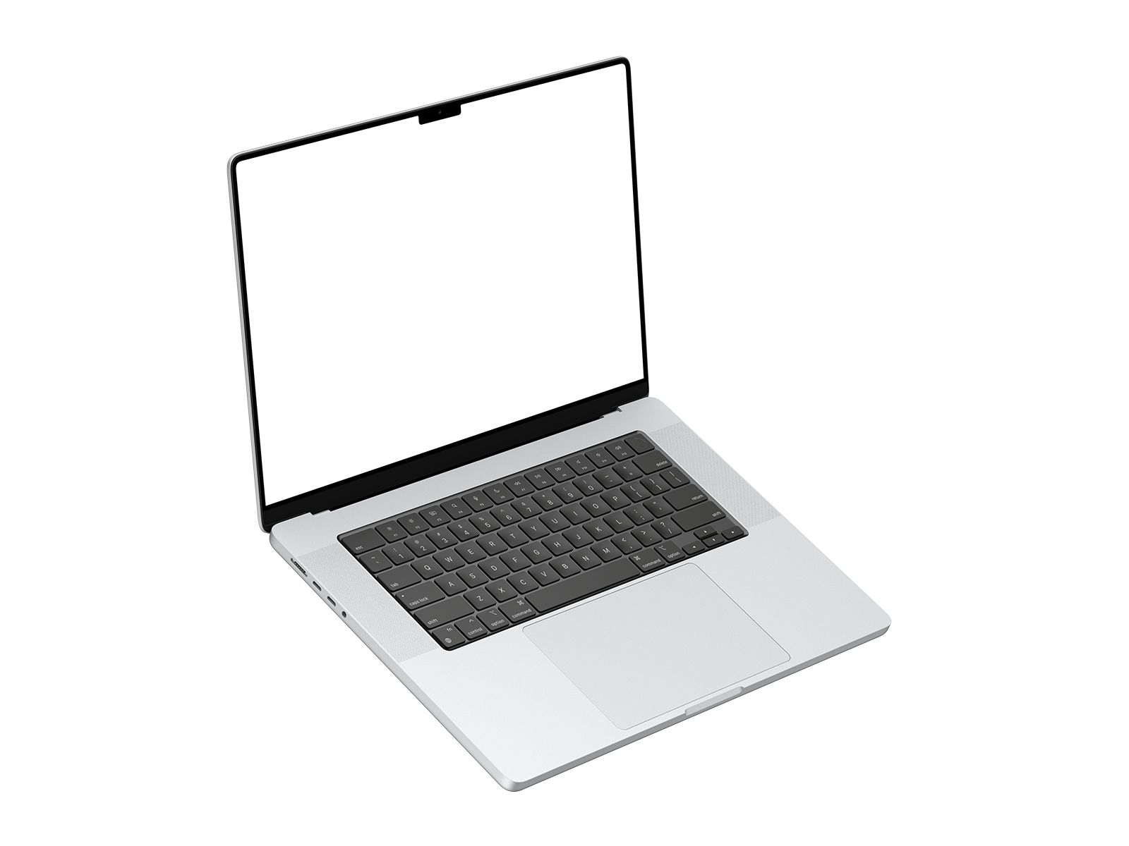 Floating Silver Laptop PNG in Left View