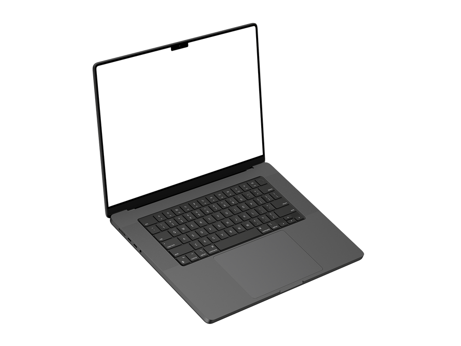 Floating Dark Laptop PNG in Left View