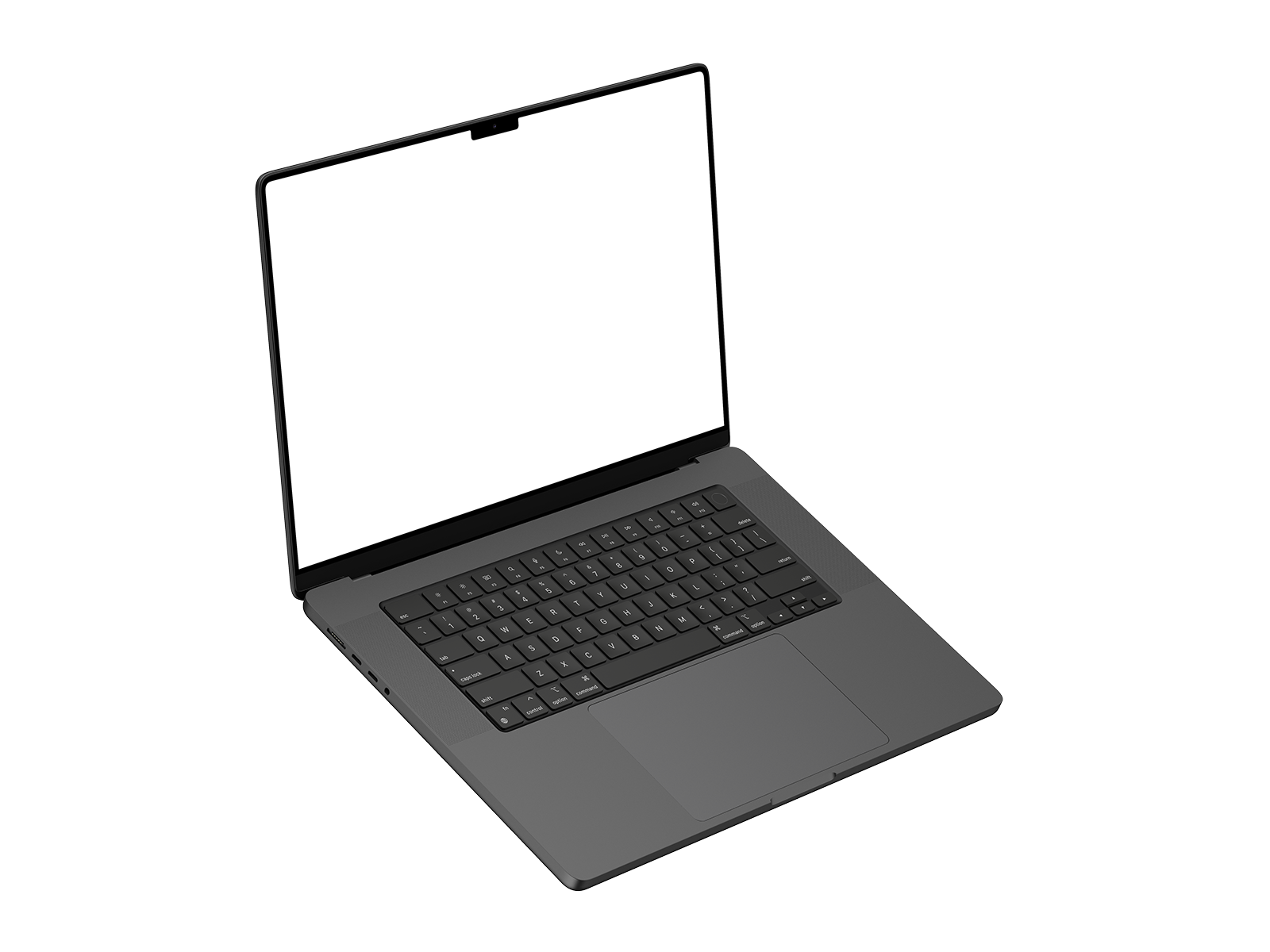Floating Dark Laptop PNG in Left View