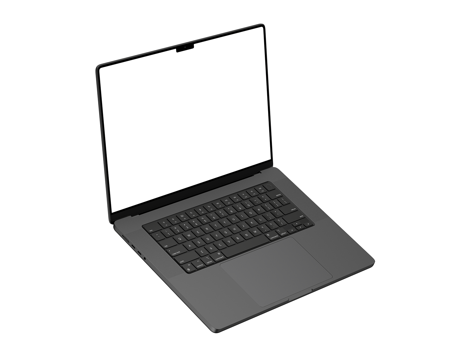 Floating Dark Laptop PNG in Left View