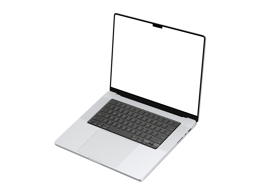 Floating Silver Laptop PNG in Right View