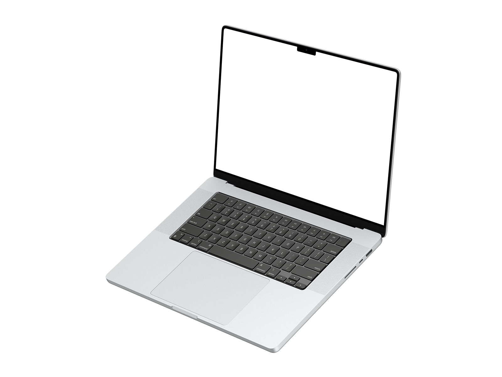 Floating Silver Laptop PNG in Right View