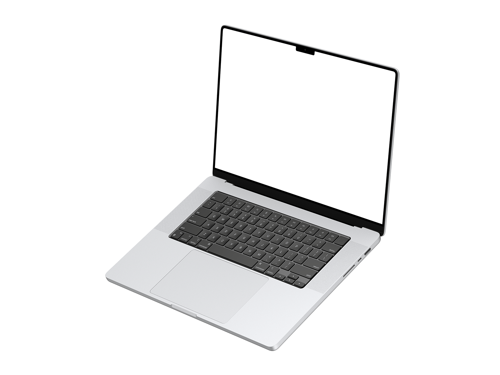 Floating Silver Laptop PNG in Right View