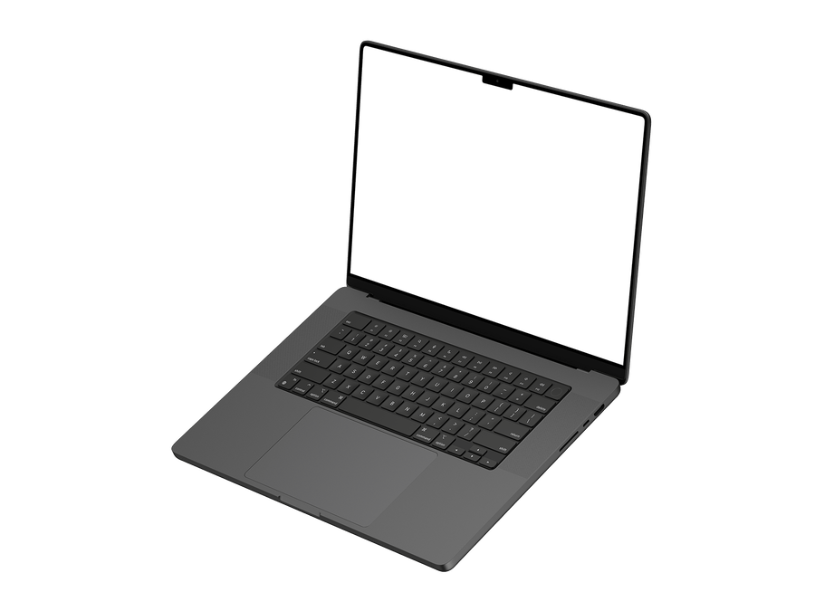 Floating Dark Laptop PNG in Right View
