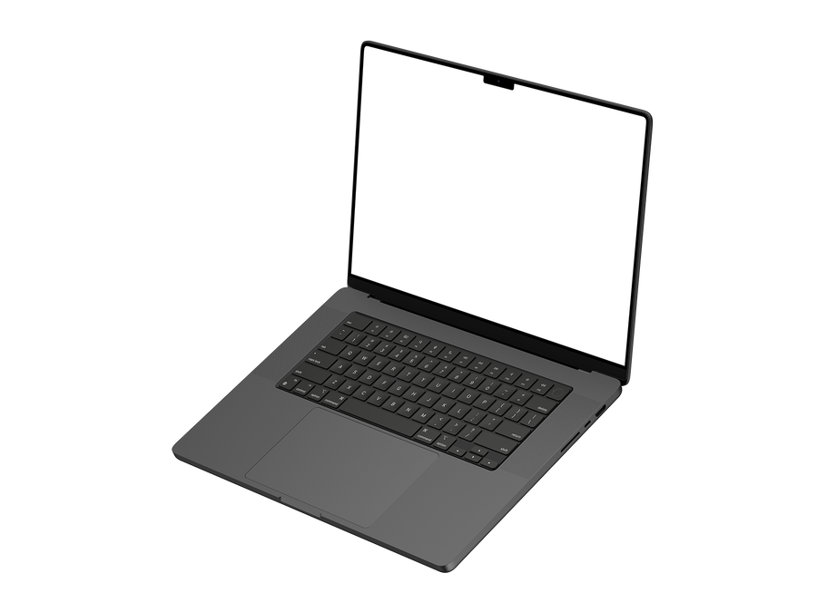Floating Dark Laptop PNG in Right View