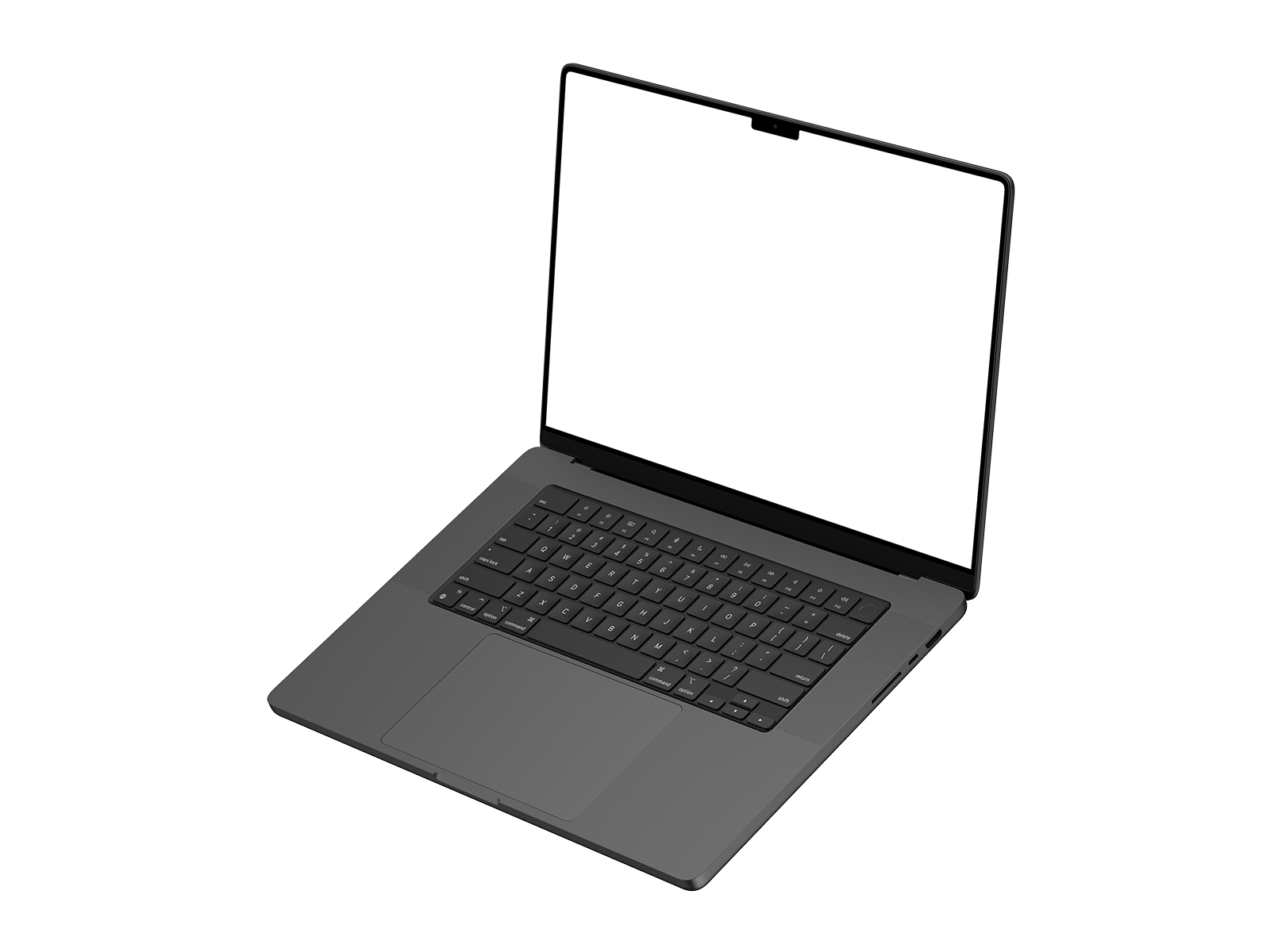 Floating Dark Laptop PNG in Right View