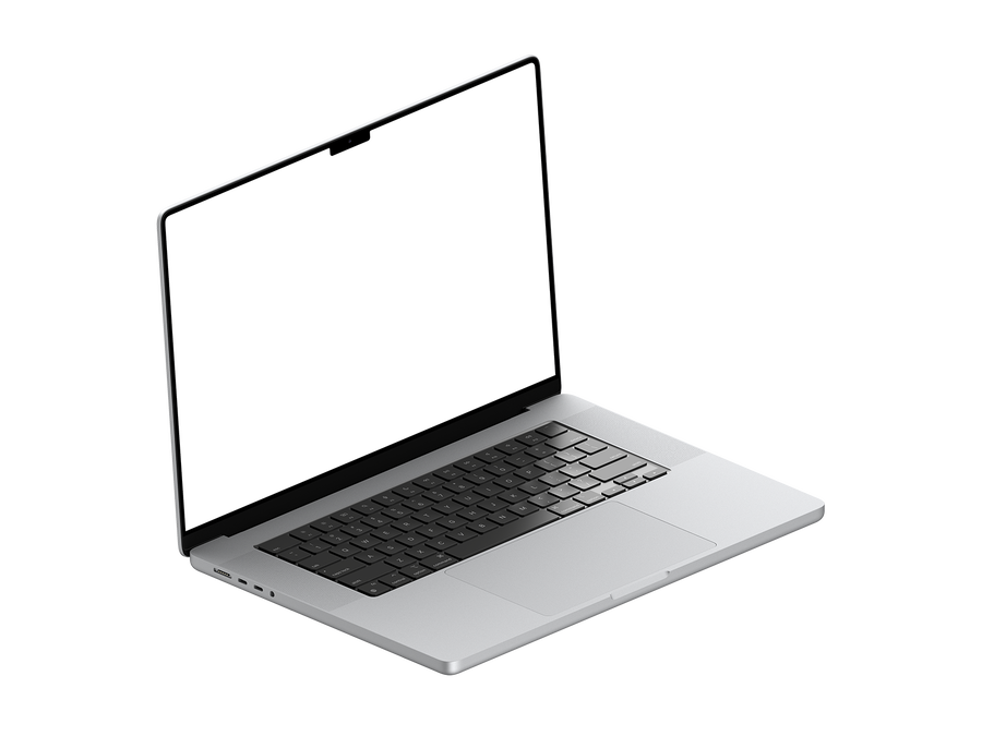 Isometric Left View Silver Laptop PNG