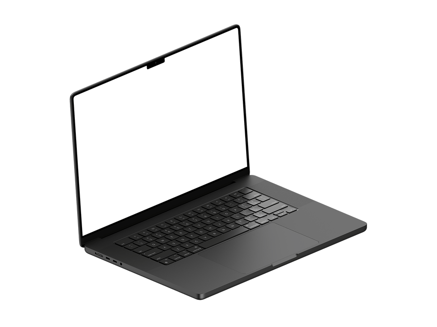 Isometric Left View Dark Laptop PNG