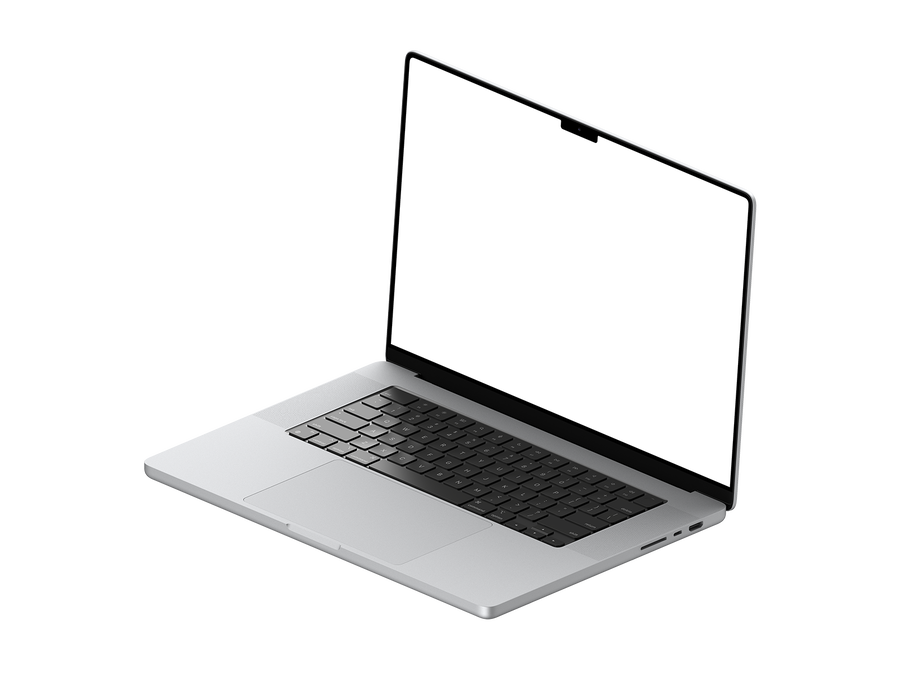Isometric Right View Silver Laptop PNG