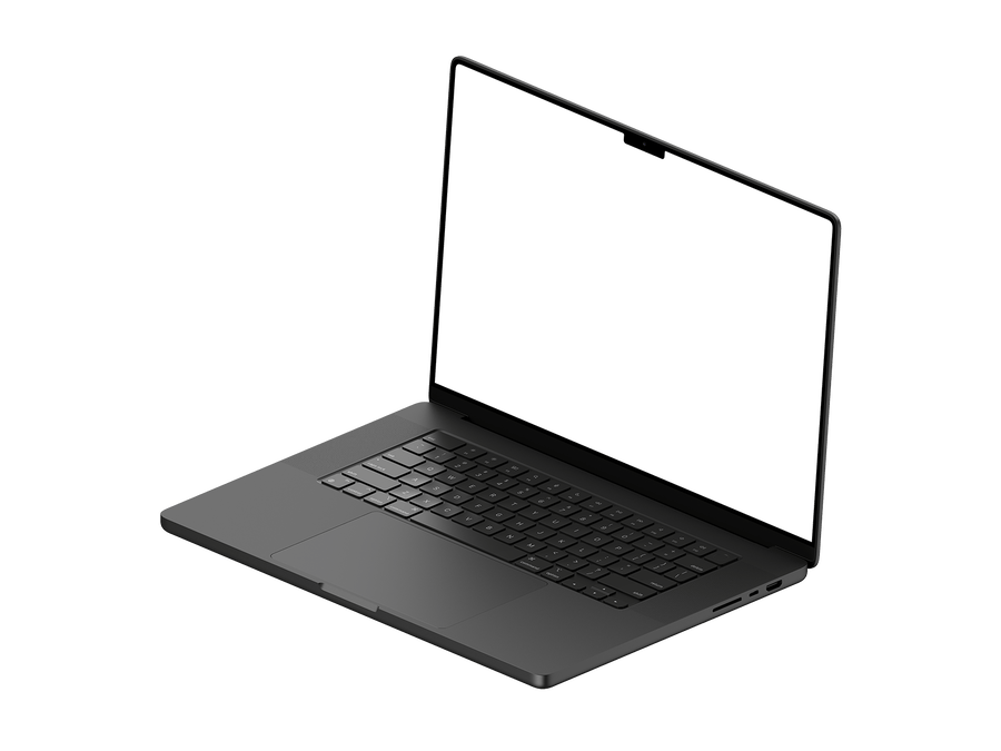 Isometric Right View Dark Laptop PNG