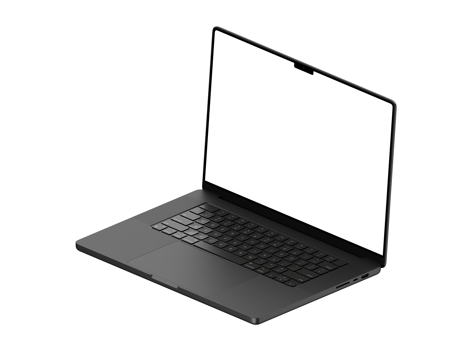 Isometric Right View Dark Laptop PNG
