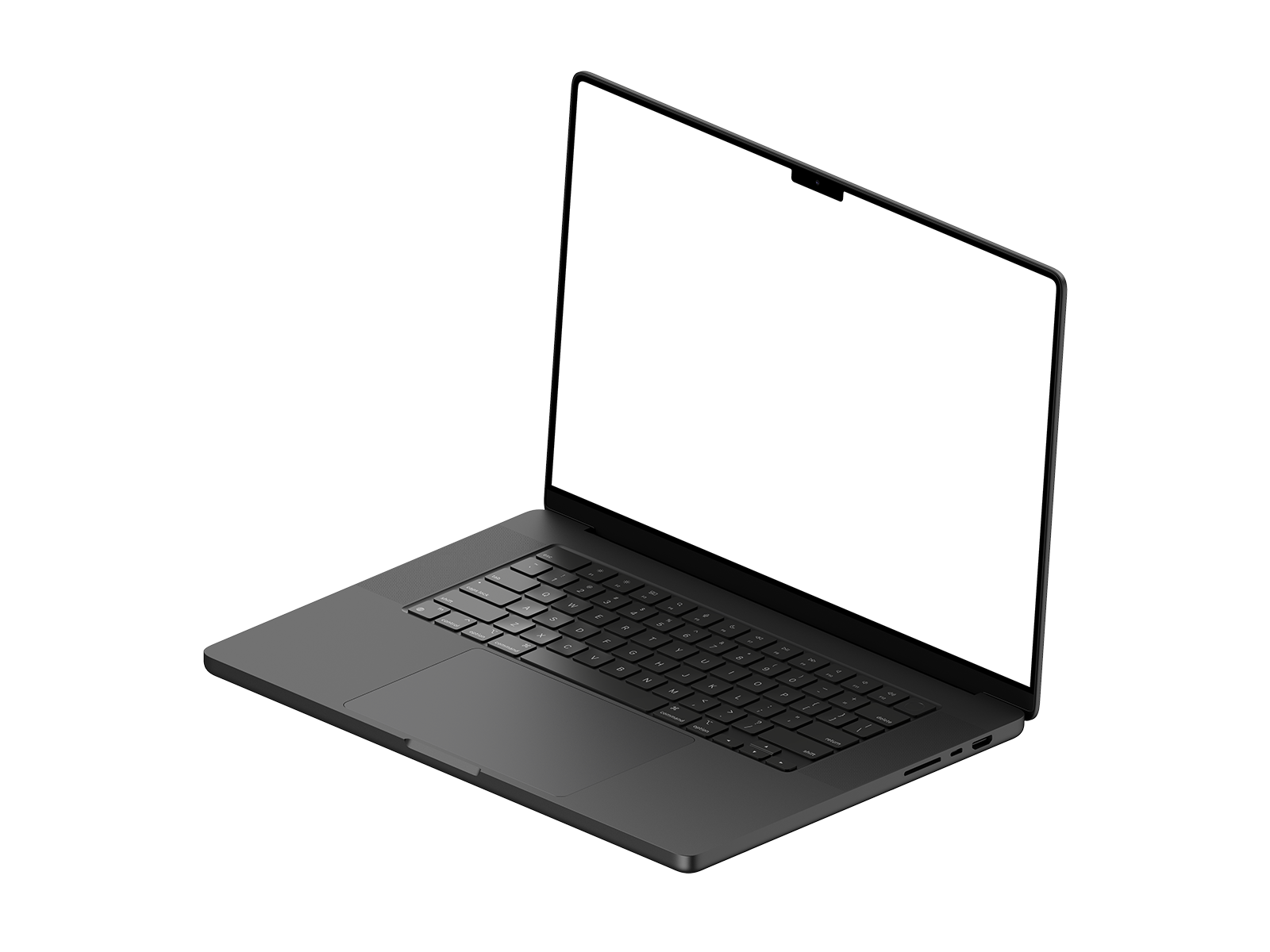 Isometric Right View Dark Laptop PNG