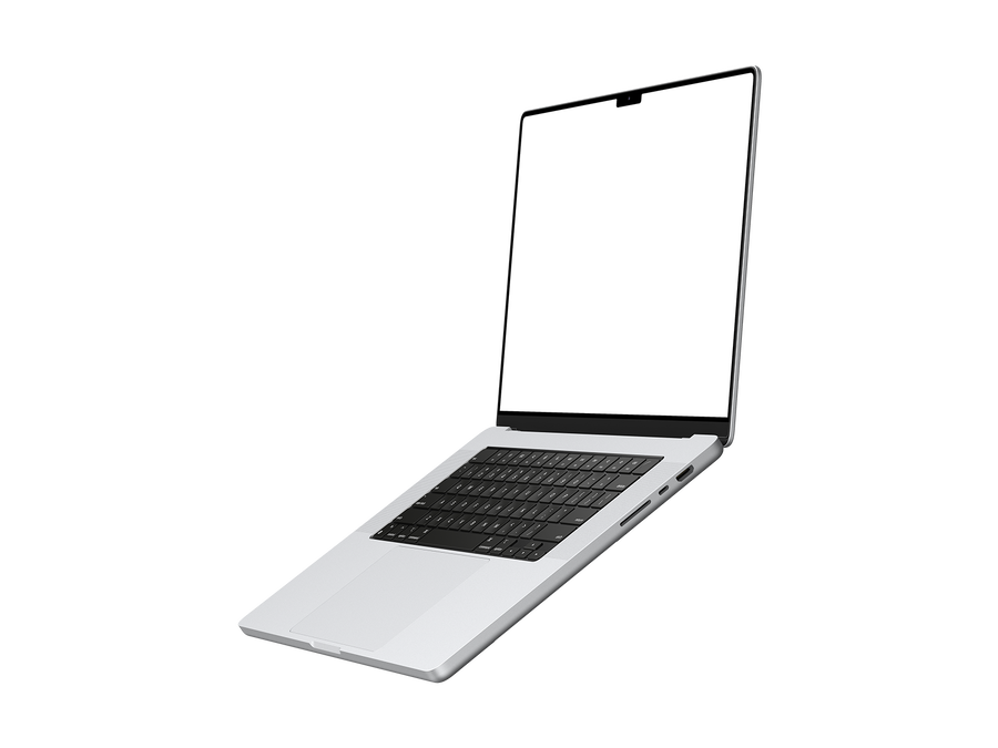 Floating Silver Laptop PNG