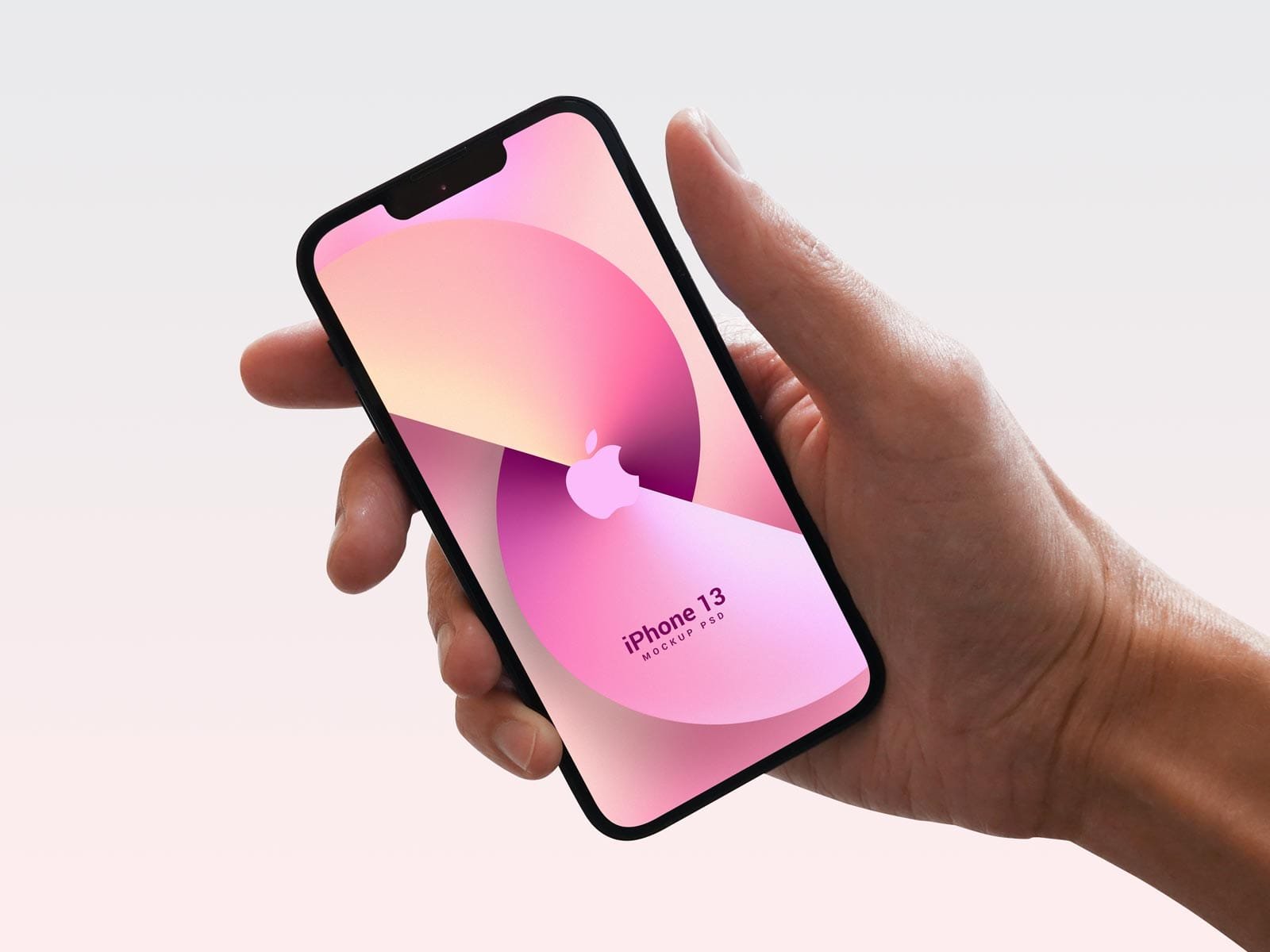 Free iPhone 13 in Hand PSD Mockup