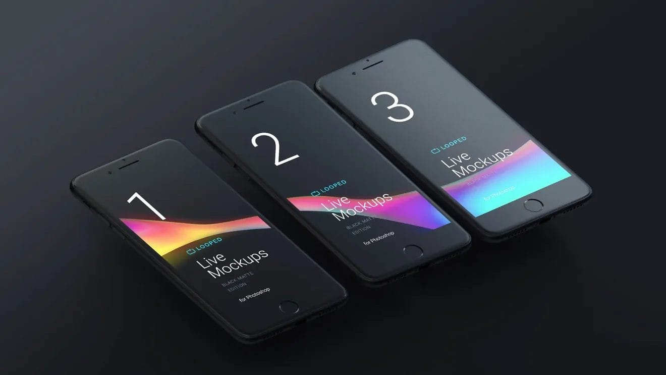 Dark 3 Floating iPhone Mockup