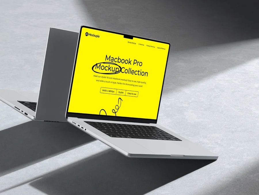 Free macbook mockup in a nice lighting
