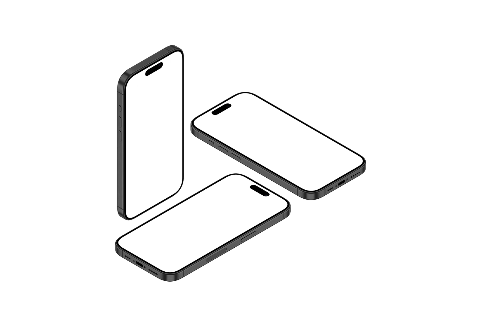 38-iPhone 15 Pro PNG - Isometric View Black Titanium