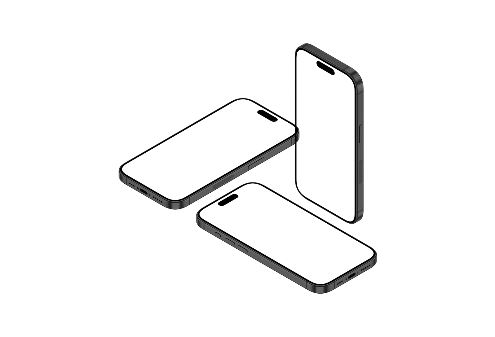 39-iPhone 15 Pro PNG - Isometric View Black Titanium