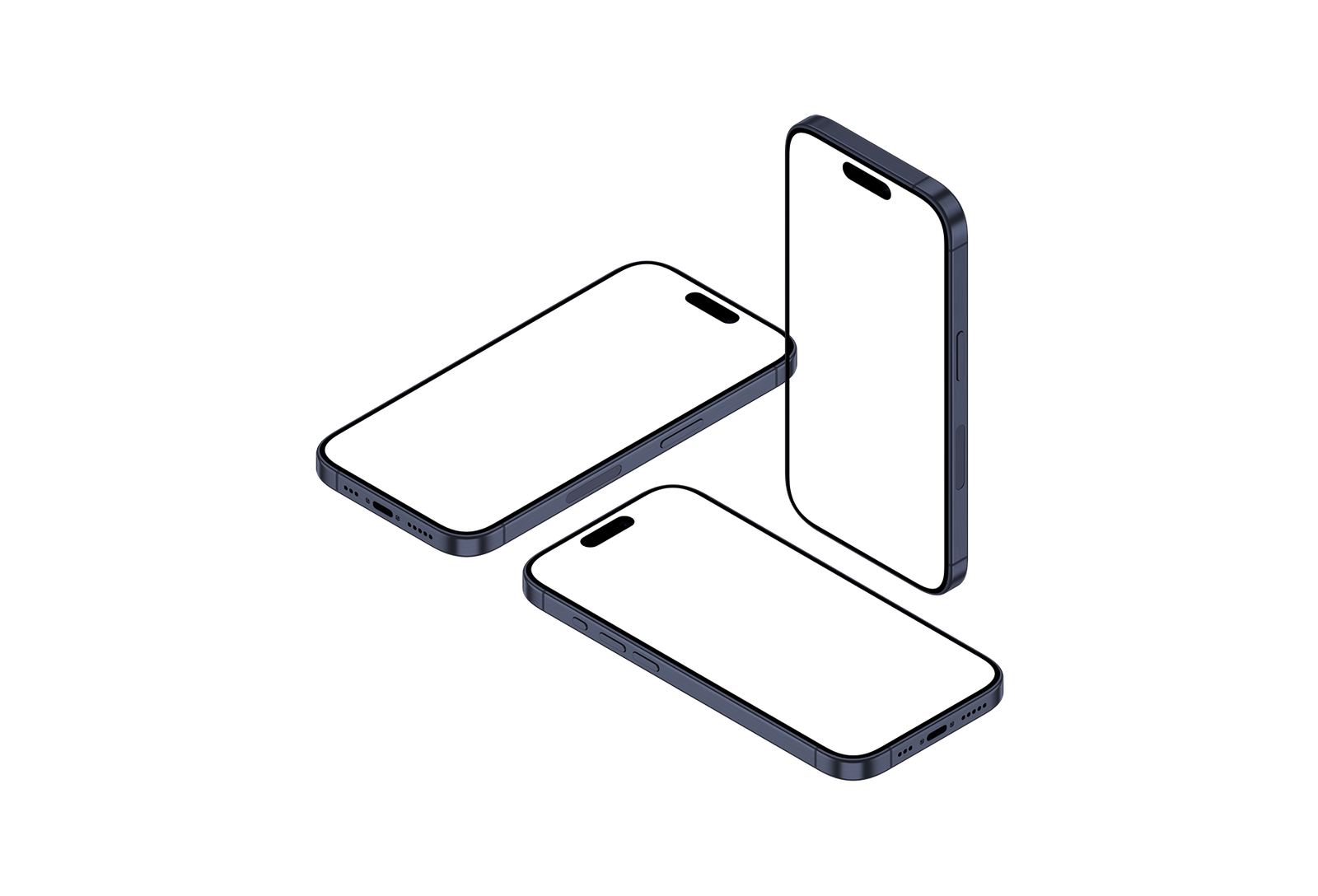 39-iPhone 15 Pro PNG - Isometric View Blue Titanium