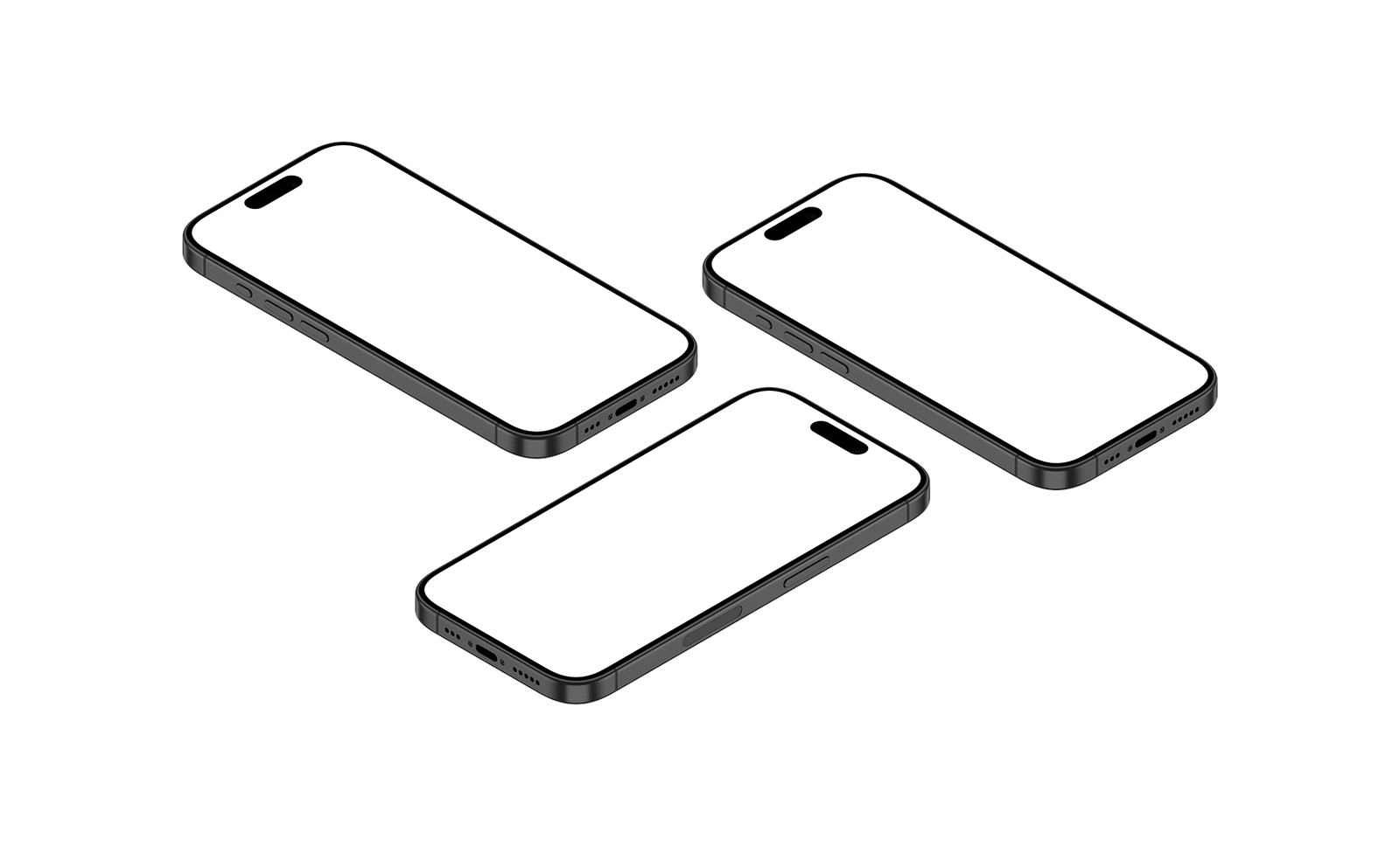 43-iPhone 15 Pro PNG - Isometric View Black Titanium